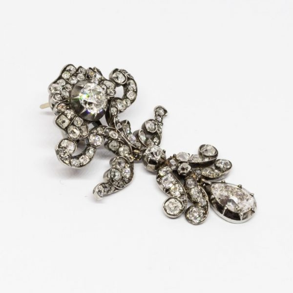 Antique Victorian Diamond Drop Earrings, Circa 1860