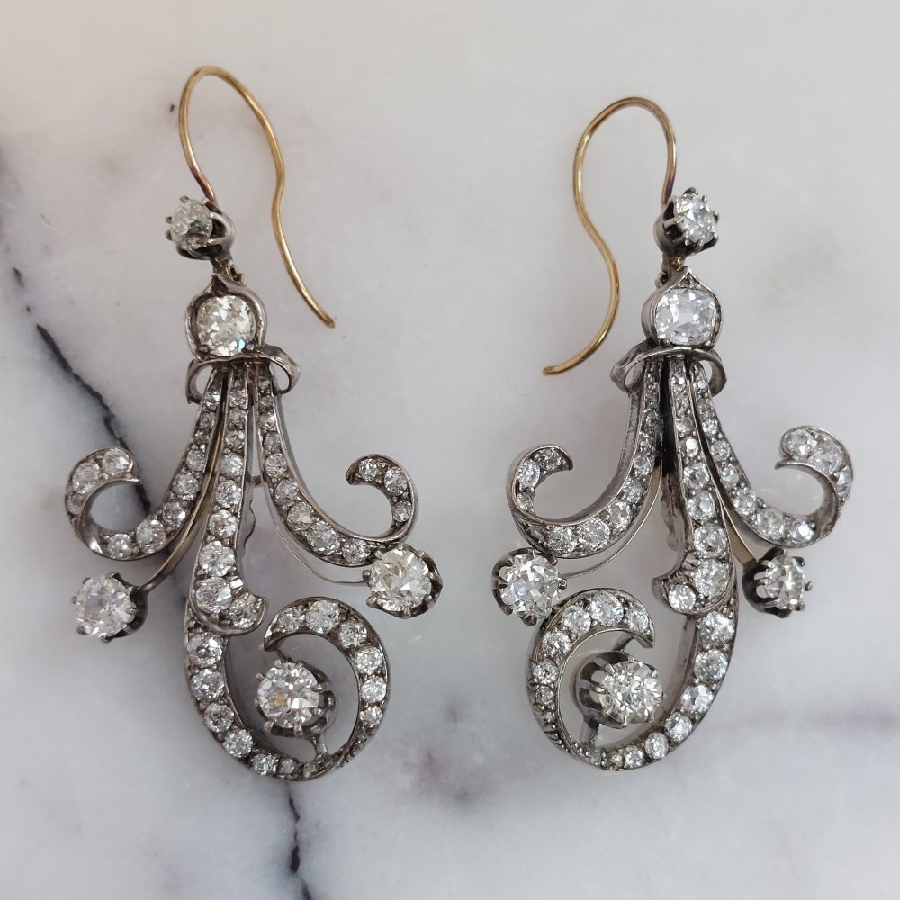 Antique Victorian Diamond Drop Earrings