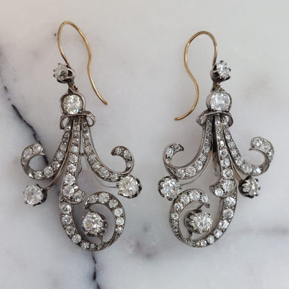 Antique Victorian Diamond Drop Earrings