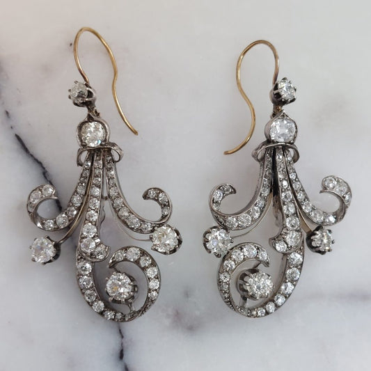 Antique Victorian Diamond Drop Earrings