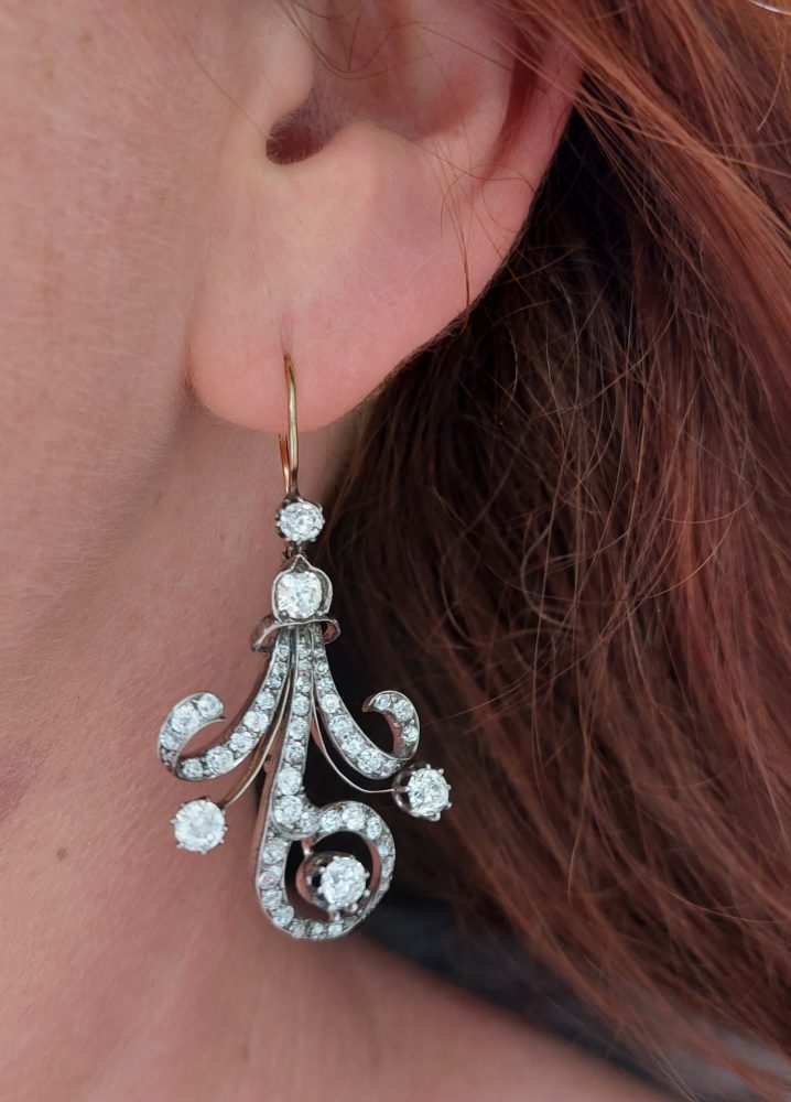 Antique Victorian Diamond Drop Earrings