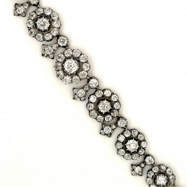 Antique Victorian Old Cut Diamond Cluster Tiara Necklace, 27 carats