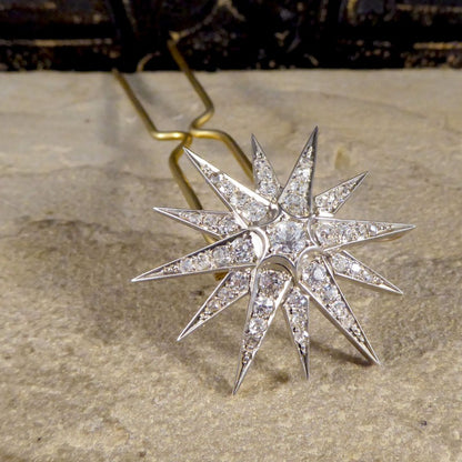 Antique Victorian Diamond Star Brooch Pendant and Hair Pin