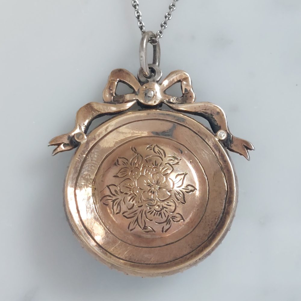 Antique Victorian Diamond and Bristol Glass Pendant Necklace