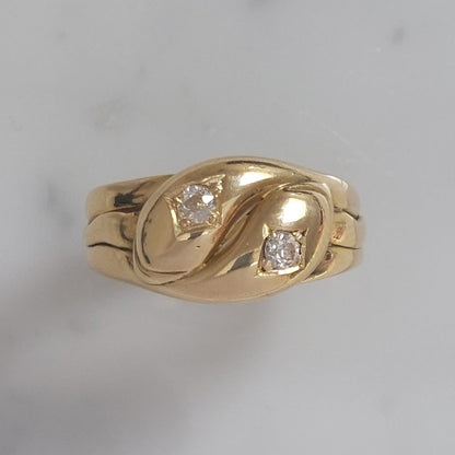 Antique Victorian Double Snake Diamond Set Ring