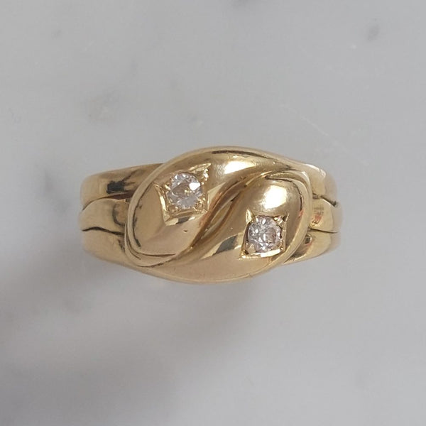 Antique Victorian Double Snake Diamond Set Ring