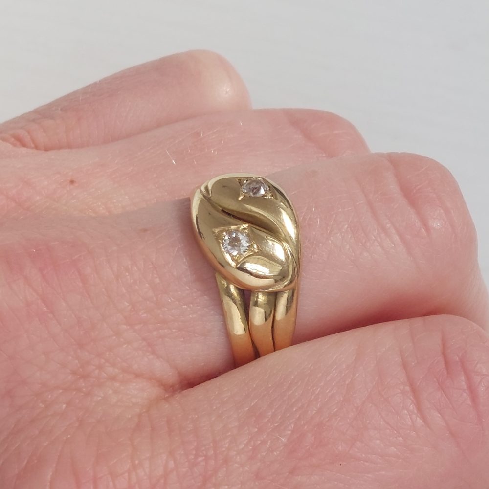 Antique Victorian Double Snake Diamond Set Ring