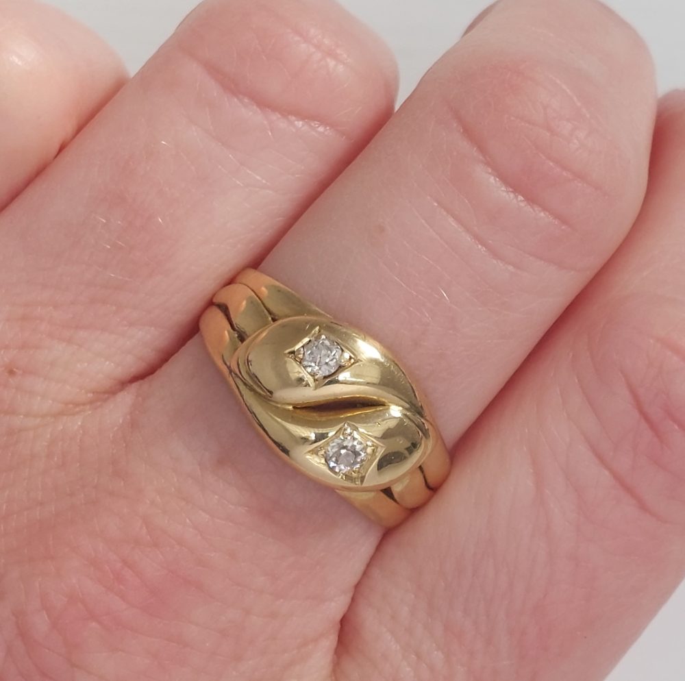 Antique Victorian Double Snake Diamond Set Ring