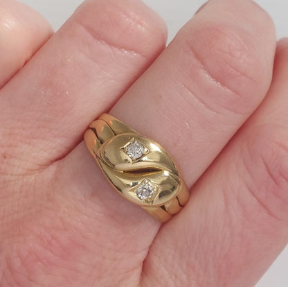 Antique Victorian Double Snake Diamond Set Ring