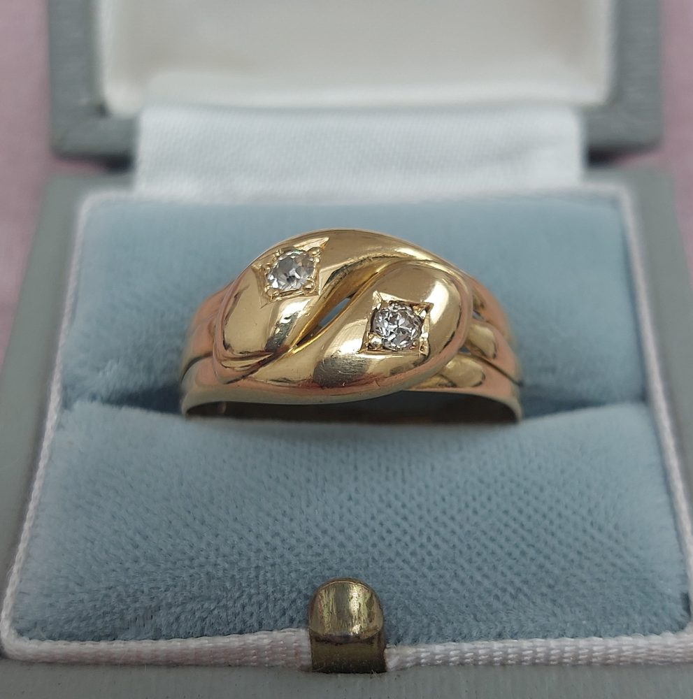 Antique Victorian Double Snake Diamond Set Ring