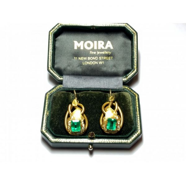 Antique Victorian Emerald & Diamond Earrings
