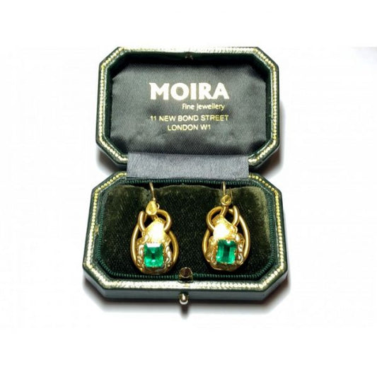 Antique Victorian Emerald & Diamond Earrings