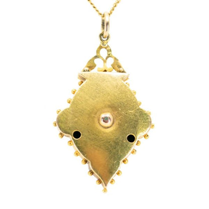 Antique Victorian Emerald and Pearl Gold Pendant