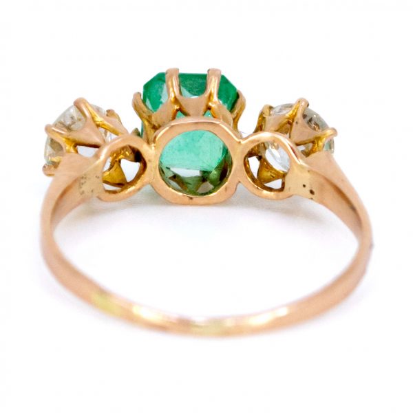 Antique Victorian Emerald and Diamond Three Stone Ring