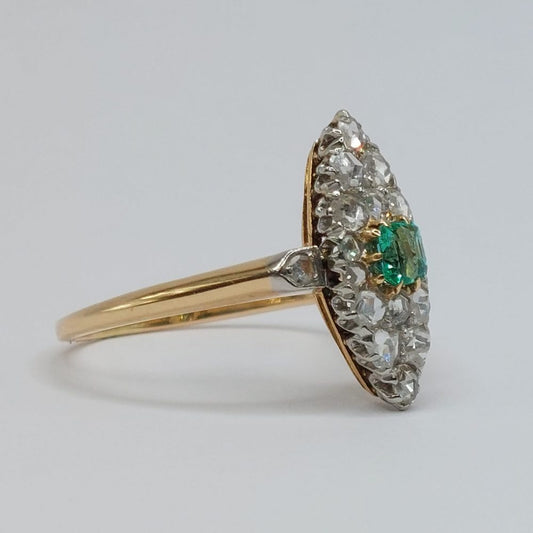 Antique Victorian Emerald and Rose Cut Diamond Ring