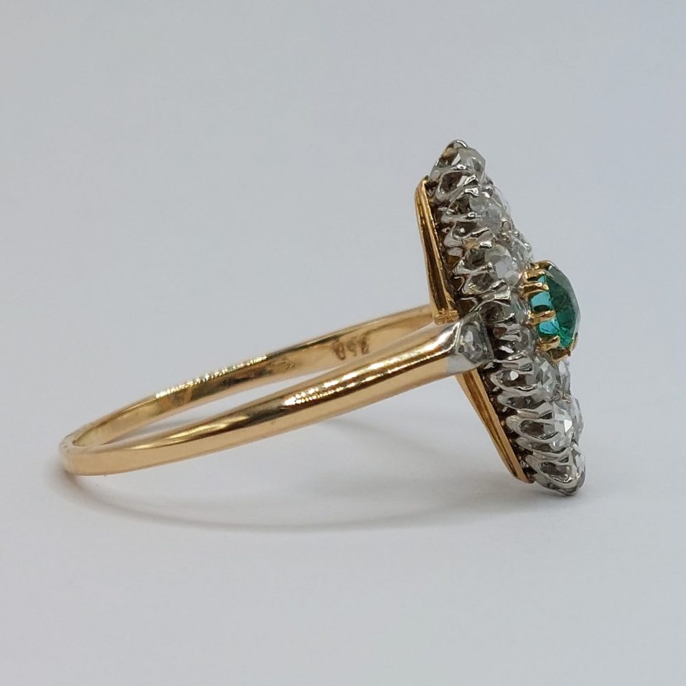 Antique Victorian Emerald and Rose Cut Diamond Ring