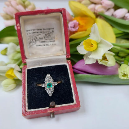 Antique Victorian Emerald and Rose Cut Diamond Ring