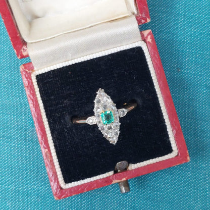 Antique Victorian Emerald and Rose Cut Diamond Ring