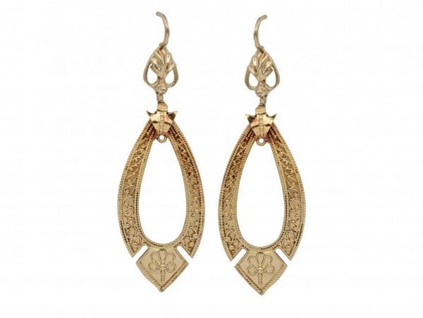Antique Victorian Etruscan Revival Gold Earrings