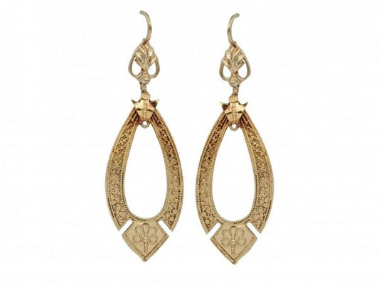 Antique Victorian Etruscan Revival Gold Earrings