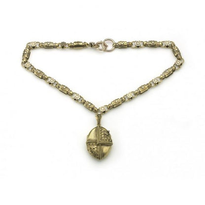 Antique Victorian Etruscan Revival Gold Necklace and Locket
