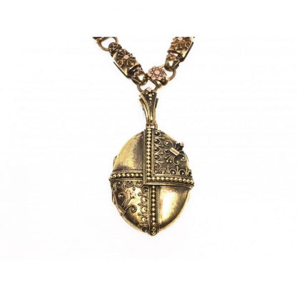 Antique Victorian Etruscan Revival Gold Necklace and Locket