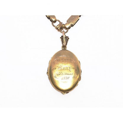 Antique Victorian Etruscan Revival Gold Necklace and Locket