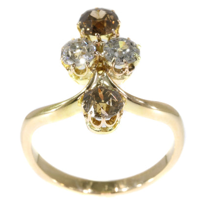 Antique Victorian Fancy Colour Old Brilliant Cut Diamond Ring