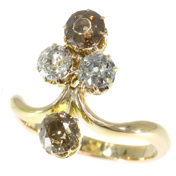 Antique Victorian Fancy Colour Old Brilliant Cut Diamond Ring