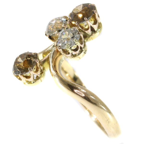 Antique Victorian Fancy Colour Old Brilliant Cut Diamond Ring