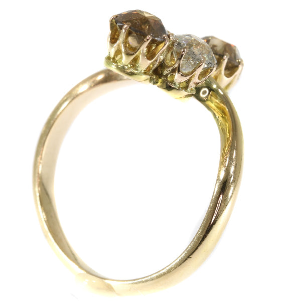 Antique Victorian Fancy Colour Old Brilliant Cut Diamond Ring