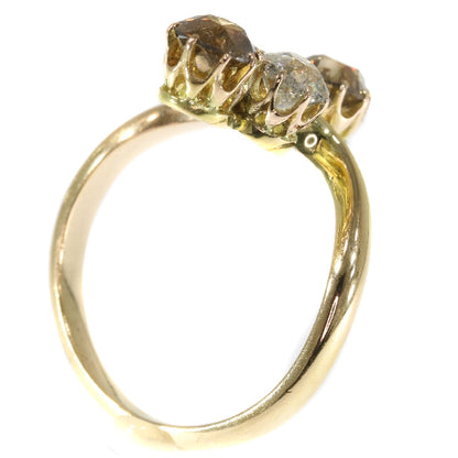 Antique Victorian Fancy Colour Old Brilliant Cut Diamond Ring