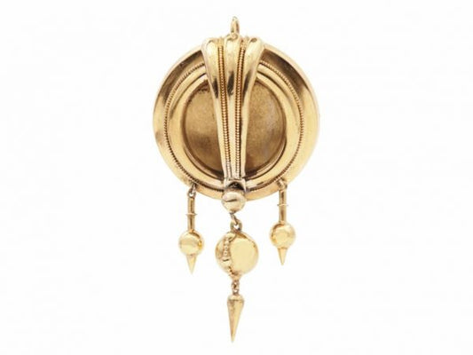 Antique Victorian Gold Glass Back Pendant-Brooch