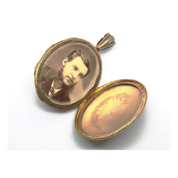 Antique Victorian Gold Locket, with Bird & Plants