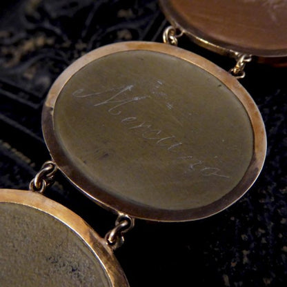 Antique Victorian Greek God and Goddess Lava Cameo Bracelet