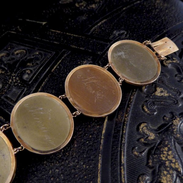 Antique Victorian Greek God and Goddess Lava Cameo Bracelet