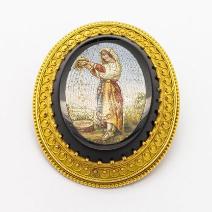 Antique Victorian Micromosaic Brooch