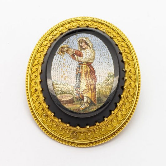 Antique Victorian Micromosaic Brooch