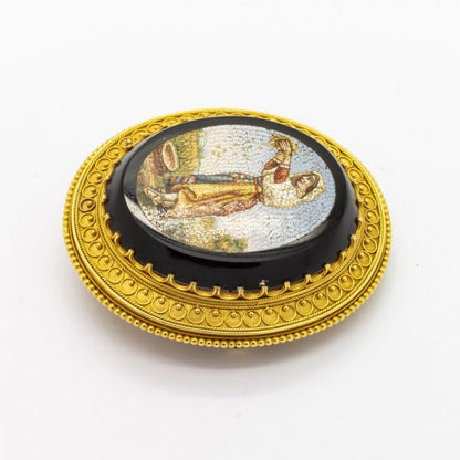 Antique Victorian Micromosaic Brooch