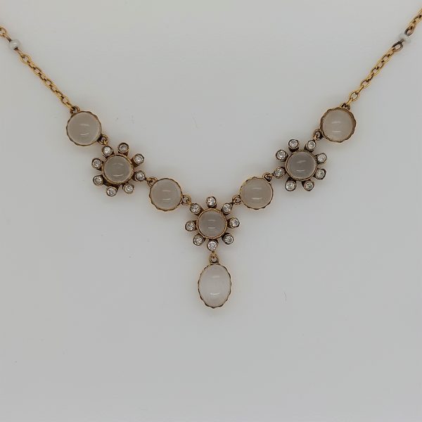 Antique Victorian Moonstone and Diamond Necklace