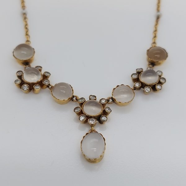 Antique Victorian Moonstone and Diamond Necklace