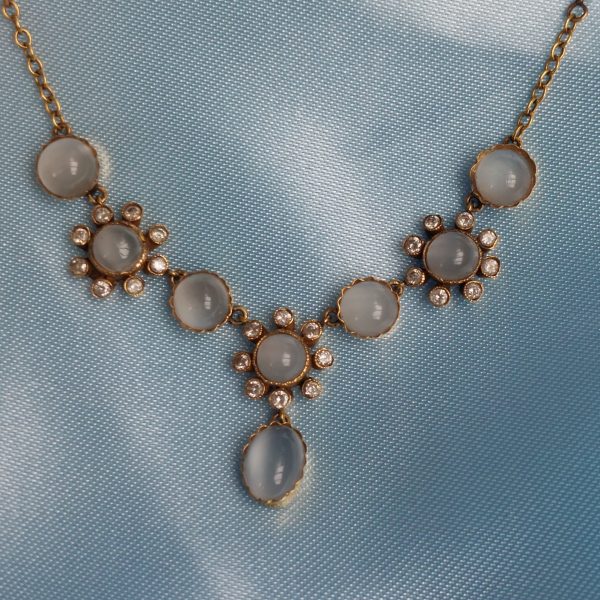 Antique Victorian Moonstone and Diamond Necklace
