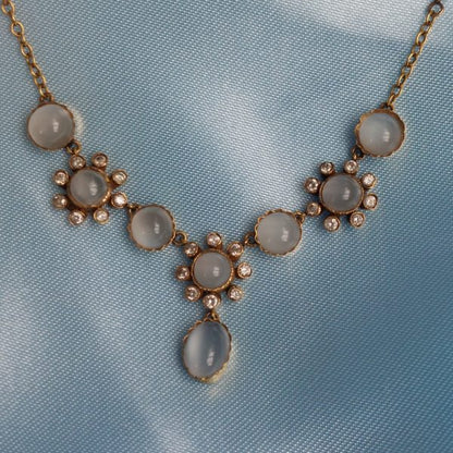 Antique Victorian Moonstone and Diamond Necklace