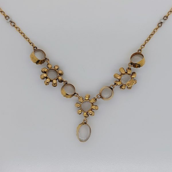 Antique Victorian Moonstone and Diamond Necklace