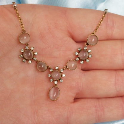 Antique Victorian Moonstone and Diamond Necklace