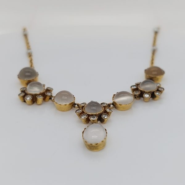 Antique Victorian Moonstone and Diamond Necklace