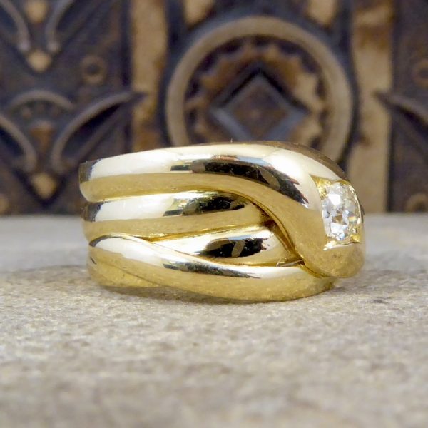 Antique Victorian Old Cut Diamond 18ct Gold Snake Ring
