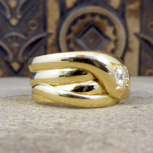 Antique Victorian Old Cut Diamond 18ct Gold Snake Ring