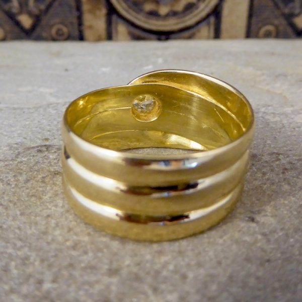 Antique Victorian Old Cut Diamond 18ct Gold Snake Ring