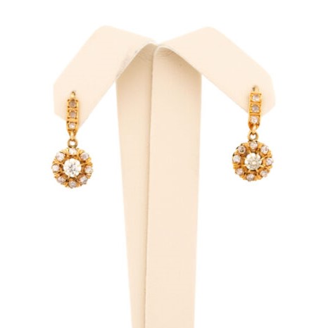 Antique Victorian Old Cut Diamond Drop Earrings, 0.65ct